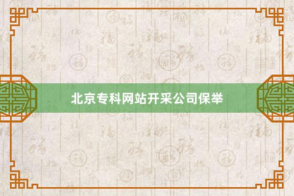 北京专科网站开采公司保举